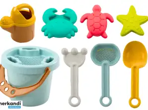 Set de Arena Cubo Paleta Rastrillo Colador Molde Pastel