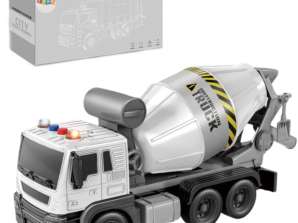 Blauwe betonmixer met draaibare trommel