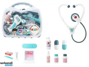 Il kit medico del piccolo dottore nelle luci della valigia suona blu