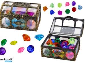 Gekleurde diamanten in een kistdoosje 17 stuks