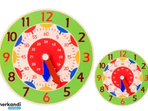 Wooden Clock Educational Hours Minutes Seconds Green