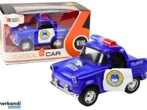 Klasikinis Policijos Automobilis 1:38 Šviesų Ir Garso Variklis Mėlynas