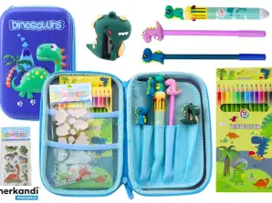 Trousse Scolaire avec Équipements Dinosaure Bleu