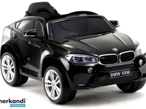 Auto a batteria BMW X6 in pelle nera. EVA