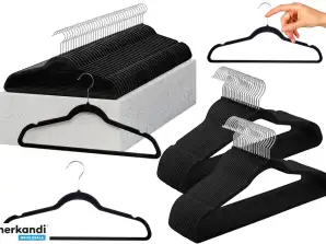 Set Velours-Kleiderbügel rutschfester Drehhaken schwarz 10-tlg.