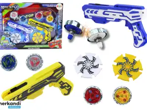 Set of Guns Launcher 4 Metal Discs Blue Yellow Lights
