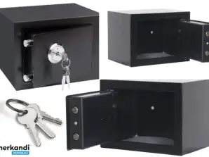 Coffre-fort domestique avec clé en acier noir 35x25x25 cm
