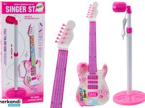 E-Gitarren-Set mit Mikrofon auf Batterien - Rosa