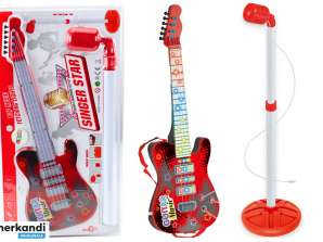 Set E-Gitarre mit Mikrofon auf Batterien Rot