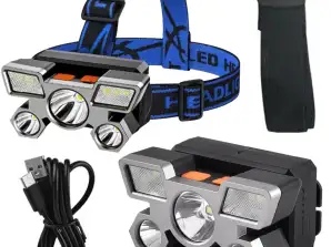 LED Čelovka 4 Režimy Světla Nastavitelný Popruh Vodotěsný