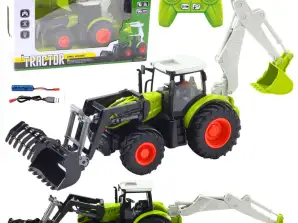 Farm Tractor with Rotating Bucket and Excavator 2-in-1, Remote Controlled 2.4G