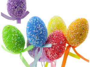 Ovos de Páscoa em Fio Padrões Coloridos Laço Decoração 6un B