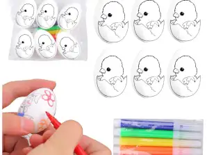 Uova di Polistirolo per Dipingere Marcatori Gallina nell'Uovo 6pz