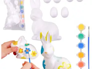 Set di Pasqua Uova in Polistirolo 6pz Figura di Coniglio Colori