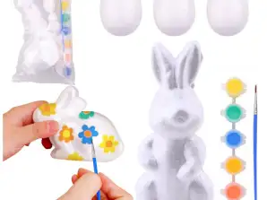 Set di Pasqua Uova in Polistirolo 3 pz Figura Coniglio Tempere