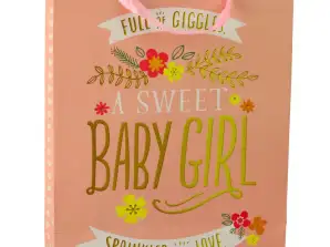 Geschenktasche zur Geburt Baby Shower für Mädchen 32 x 26 x 12 cm