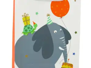 Sac en Papier Cadeau Anniversaire Éléphant 32 x 26 x 12 cm