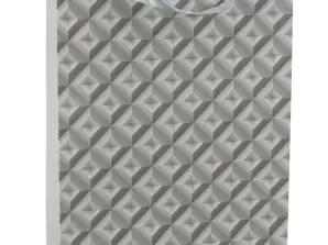 Sac Cadeau avec Effet Géométrique 3D Gris 32 x 26 x 10.5 cm