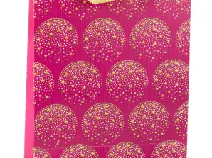 Elegant gavepose Gull Stjerner Rosa 32 x 26 x 10 cm