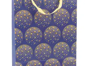Sac Cadeau Élégant Étoiles Dorées Bleu Marine 32 x 26 x 12 cm