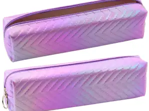 Skole Penalveske Holografisk Arrangør Fiskebein Lilla 21x6cm