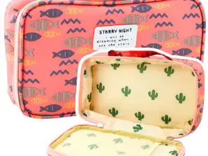 Skolepennal Organizer Romslig Ekstra Lomme Fisk Rosa 21,5 cm