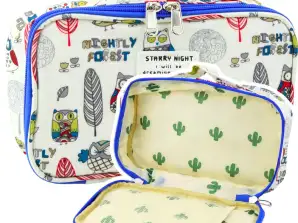 Skole Penalveske Arrangør Kosmetisk Veske Ugle Lomme Hvit 22,5cm