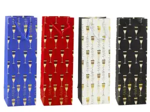 Geschenktüte für Flasche mit Glasmotiv 36 x 12 x 10 cm