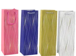 Geschenktasche Für Flasche Glänzende Wellen 35 x 12 x 9 cm