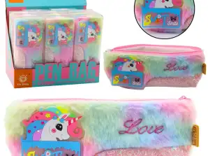 Plüsch-Mäppchen mit Einhorn und Glitzer-Elementen