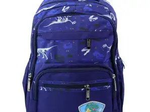 Sac à dos scolaire dinosaures Patch T Rex sangle de poitrine bleu marine 20L