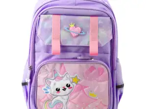 Schulrucksack mit weißem Katzenbrustgurt lila 20L