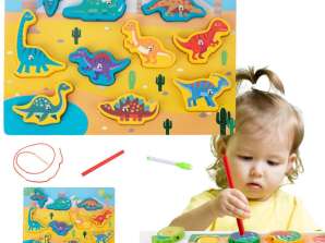 Holzpuzzle Magnete Schnur Zum Durchziehen Dinosaurier