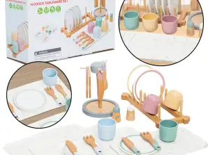 Wooden Children's Tableware Set Rack 33El