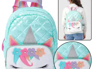 Dygsniuota vienaragio turkio spalvos vaikų mokyklinė kuprinė 32cm