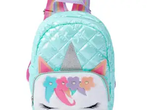 Sac à dos d’école enfant matelassé Licorne turquoise 32cm