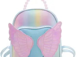 Sac à dos enfant ailes brillantes perles bleu 22cm