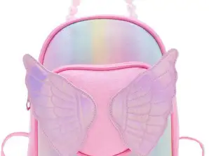 Sac à dos enfant ailes brillantes perles rose 22cm