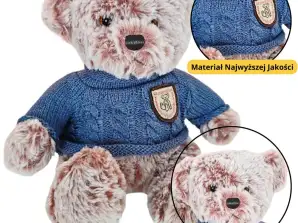 Pluche knuffelige mascotte teddybeer grijs blauwe trui 21cm