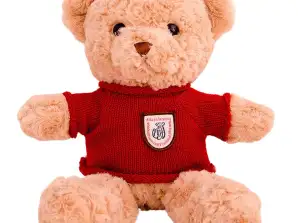 Pluche knuffelbeer beige rode trui 40cm