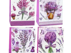 Papier Geschenktasche Lavendel mit Glitzerelementen 23 x 18 x 10,5 cm