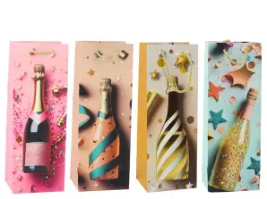 Paper Gift Bag for Champagne Bottle Pastel 35 x 12 x 9 cm