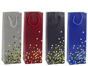 Geschenktasche für Flasche Wein mit Punkten 36 x 12 x 9 cm