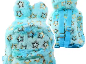Sac à Dos en Peluche avec Oreilles Etoiles Dorées Enfant Bleu