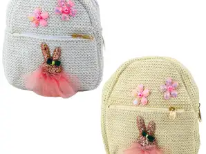 Kinderrucksack besticktes Kaninchen im Kleid Blumen 2,5L 20cm