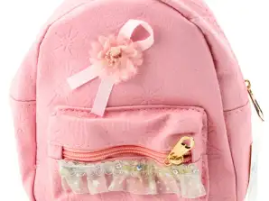 Kinderrucksack mit geprägter Schleife und Rüschen, Rosa, 20 cm, 2,5 l