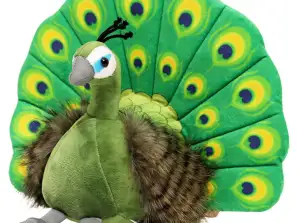 Peluche câline mascotte élégante vert paon 30cm
