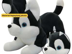 Plüss bújós kabala Husky kutya fekete-fehér 30cm