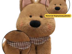 Perro mascota de peluche con bufanda marrón 25cm