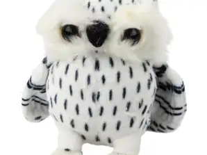 Peluche Petit Hibou Câlin Mascotte Blanc Noir Taches 15cm